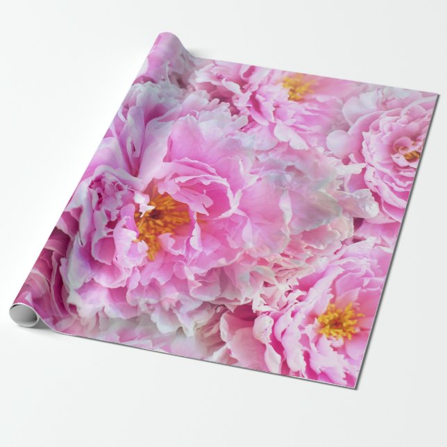 Papel De Presente Buquê Floral Pink Peony Summer (Desenrolado)