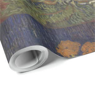 Papel De Presente Buquê Van Gogh Vintage de Flores em um Vaso