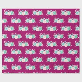 Papel De Presente Buquê verde e rosa pastel na parte traseira da mag