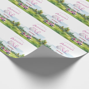 Papel De Presente Buraco Em Um Rosa Golfe 1º Aniversário