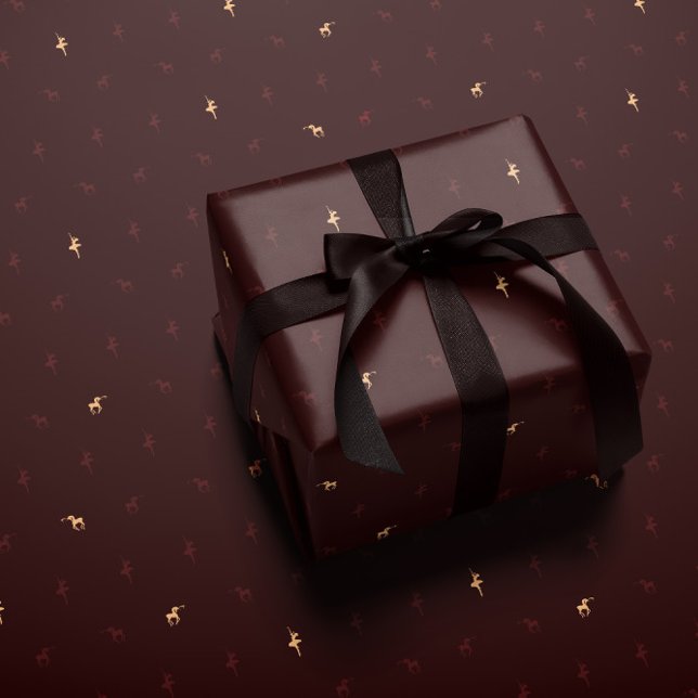 Papel De Presente Burgundy ballerina and reindeer wrapping paper (Criador carregado)
