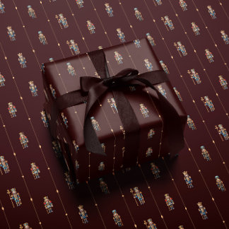 Papel De Presente Burgundy classic nutcracker wrapping paper