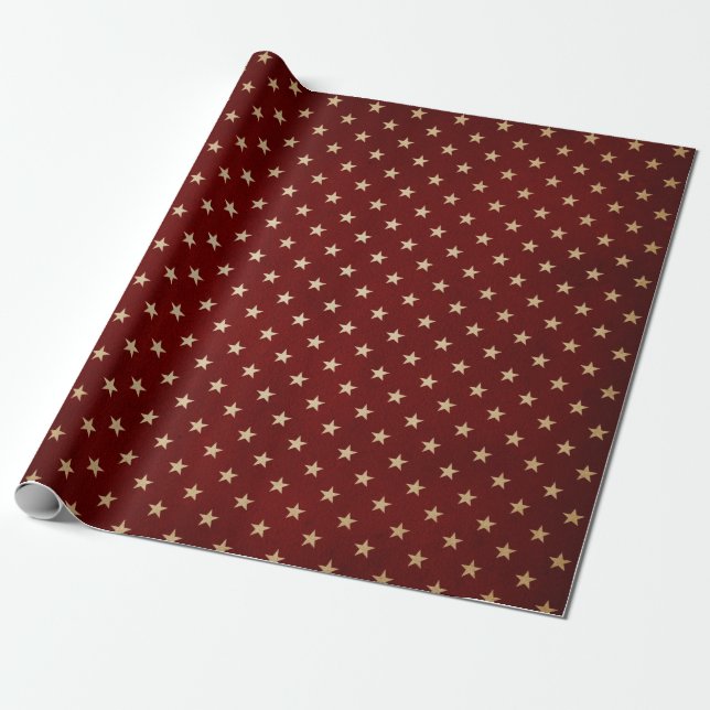 Papel De Presente Burgundy e Kraft Retro Natal (Desenrolado)