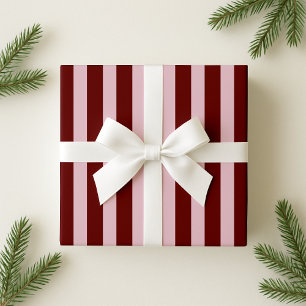 Papel De Presente Burgundy e rosa batente de férias de faixa branca