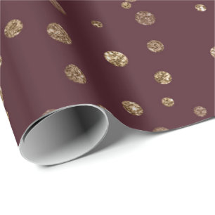 Papel De Presente Burgundy Maroon Dourado Stripes Cristais Confetti
