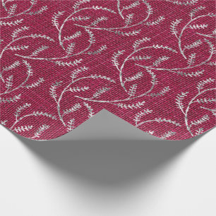 Papel De Presente Burgundy Maroon Linen Silver Sparkly Laurel