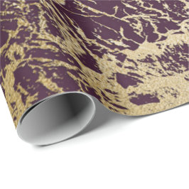 Papel De Presente Burgundy Maroon Red Dourada Glam Abstrato Marble