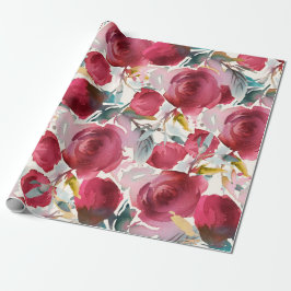 Papel De Presente Burgundy Marsala Boho Watercolor