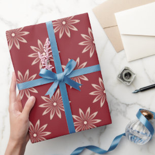 Papel De Presente Burgundy Moderno Minimalista Estrela Flor