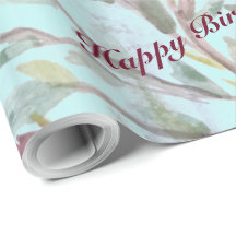 Burgundy Raspberry Watercolor Floral Gift-Wrap
