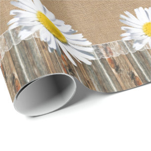Papel De Presente Burlap Barnwood Lace E Daisey
