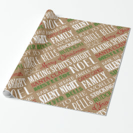 Papel De Presente Burlap Typografia Rustic Christmas Wrappaper