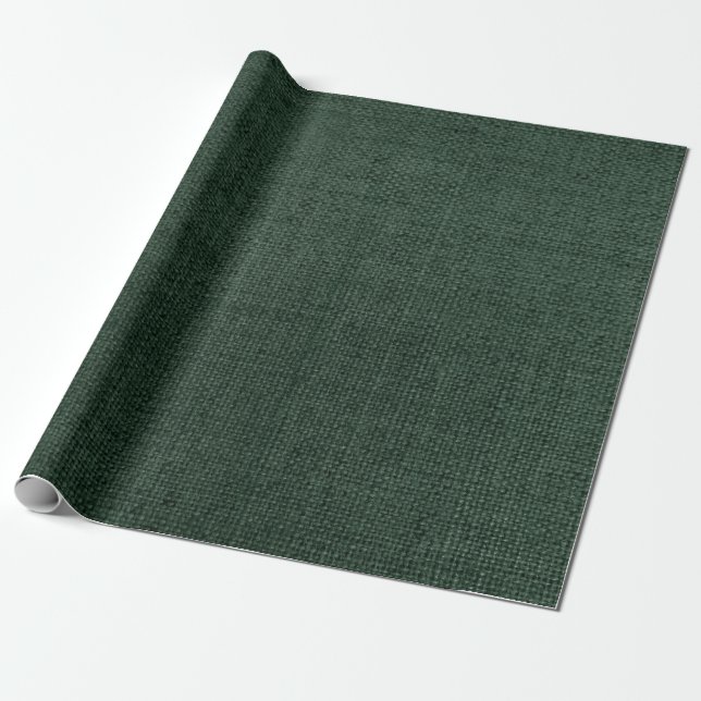 Papel De Presente Burlap Verde Escuro (Desenrolado)