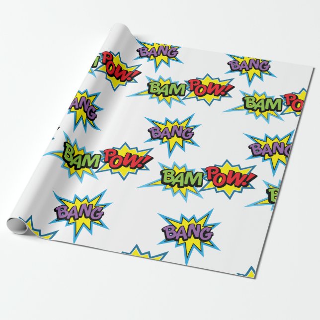 Papel De Presente Bursts de Super Heróis (Desenrolado)