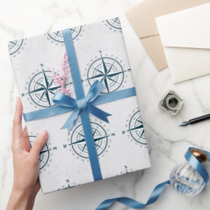 Papel De Presente Bússola Náutica em Cinza Texturizado