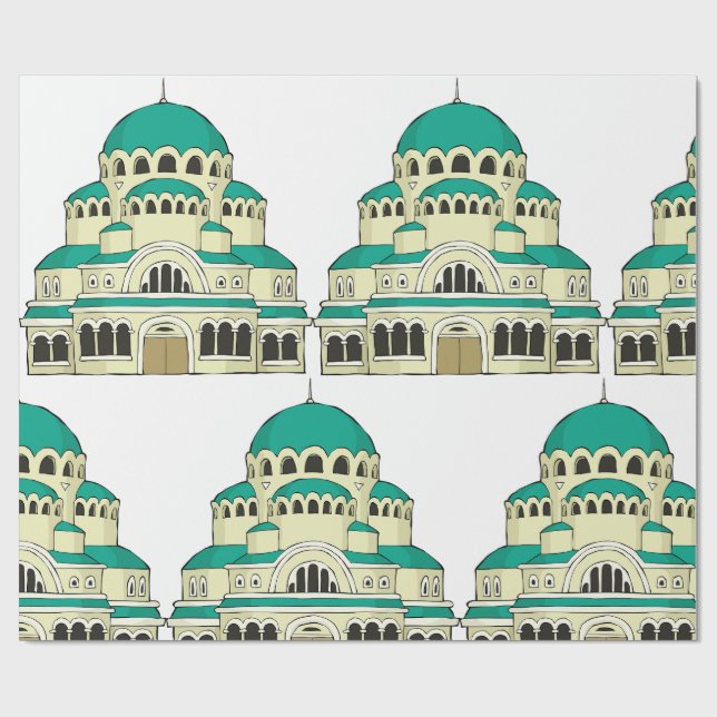 Papel De Presente Byzantine Architecture Teal Dome Cathedral (Aberto)
