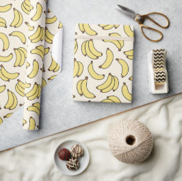 Papel De Presente Cabana Branca Tropical Amarela da Banana