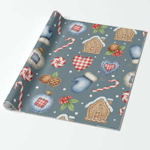 Papel De Presente Cabana de Inverno - Luvas, Biscoitos e Doçuras