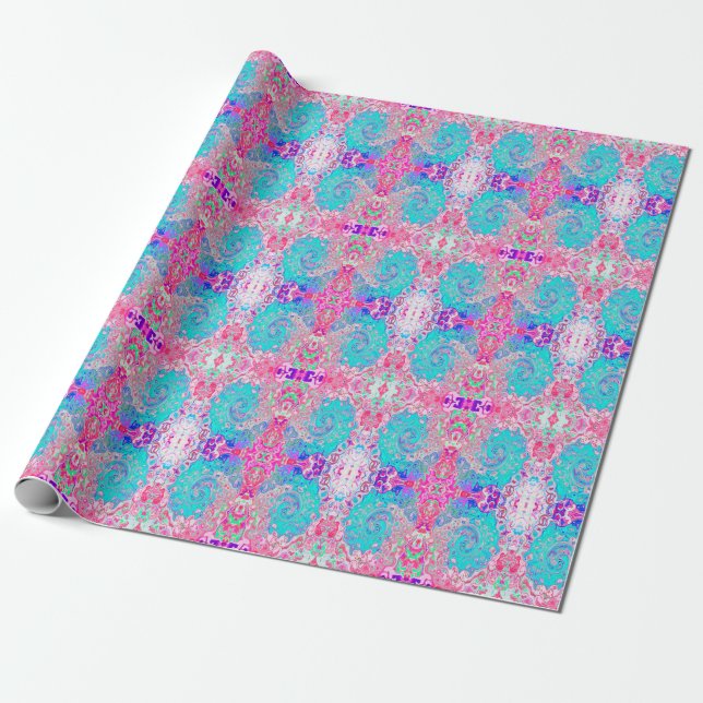 Papel De Presente Cabeça azul-marinho e Abstrato cor-de-rosa (Desenrolado)