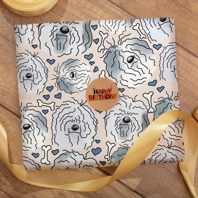 Papel De Presente Cabeça de Cartoon Collie Desenhada À Mão (Criador carregado)