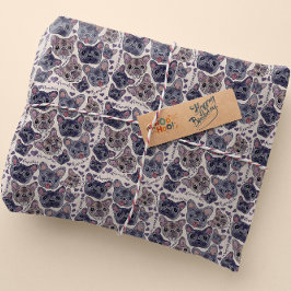 Papel De Presente Cabeça de Cartoon Desenhada À Mão Francesa