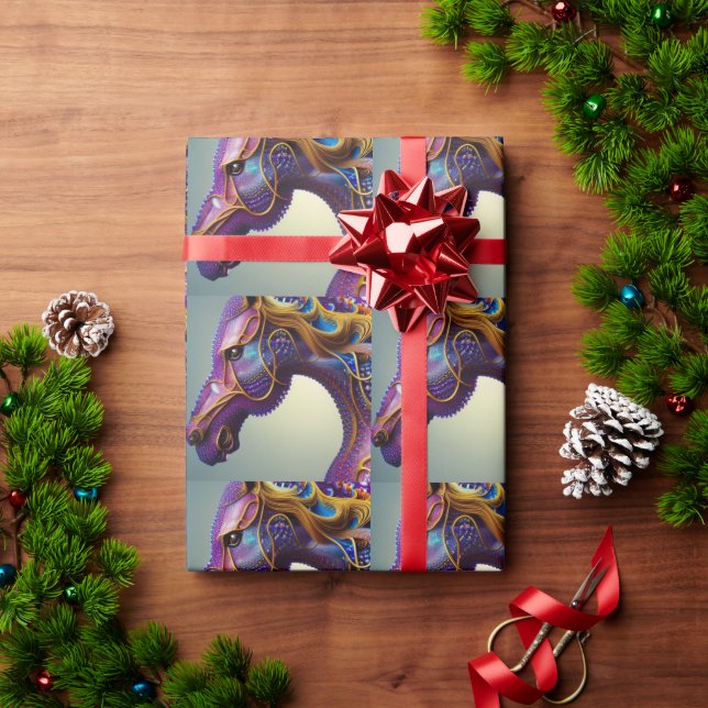 Papel De Presente Cabeça de Cavalo de Gemas Fraturais (Presente de Natal)