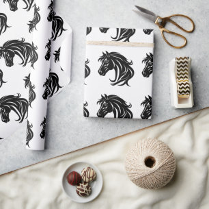 Papel De Presente Cabeça de Cavalo Preto Magnífico