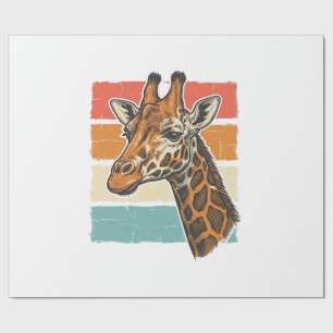Papel De Presente Cabeça de Girafa Vintage Design Vetorial do Pôr do