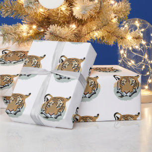Papel De Presente Cabeça de Tigre Face Animal Selvagem Tigre