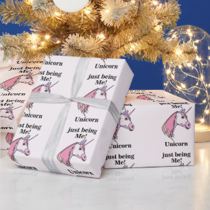 Papel De Presente Cabeça de Unicórnio Rosa Roxo
