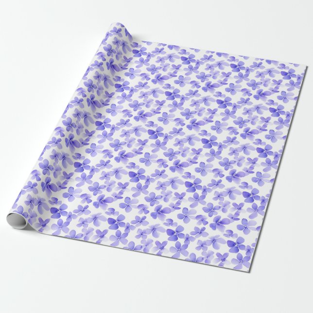 Papel De Presente Cabeças de Flores Roxas (Desenrolado)