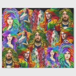 Papel De Presente Cabelo arco-íris Deusa homens mulheres Fantasia ar