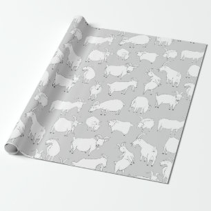 Papel De Presente Cabras que jogam - cinza