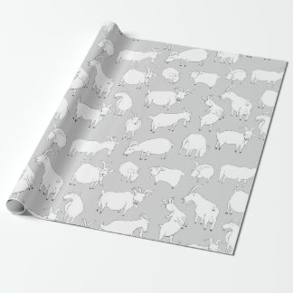 Papel De Presente Cabras que jogam - cinza