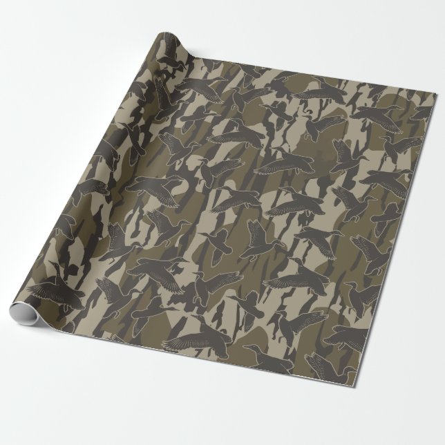 Papel De Presente Caça à Ave Aquática em Terrenos Baixos Camuflados  (Desenrolado)
