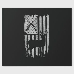 Papel De Presente Caça ao Veado com Bandeira Americana Patriótico Ca