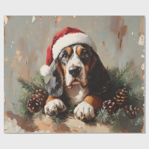 Papel De Presente Caça-Basset em uma Decoupage de Pintura de Óleo de