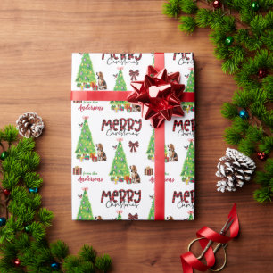 Papel De Presente Caça-Basset, Pássaro e Árvore de Natal