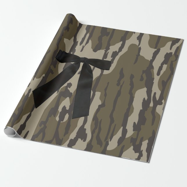 Papel De Presente Caça Garota Bottom Lands Camo Laço Preto (Desenrolado)