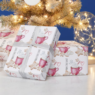 Papel De Presente Cacau Quente De Natal E Biscoitos
