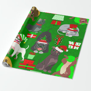 Papel De Presente cachorrinho de natal papai noel