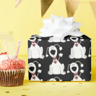 Papel De Presente cachorrinho fofo com coração vermelho