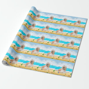 Papel De Presente Cachorro afegão na praia