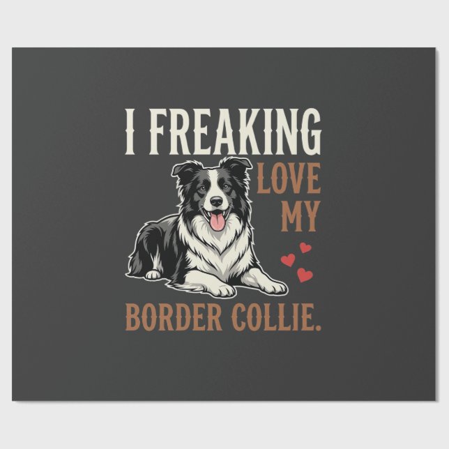 Papel De Presente Cachorro Amor Border Collie Engraçado (Aberto)