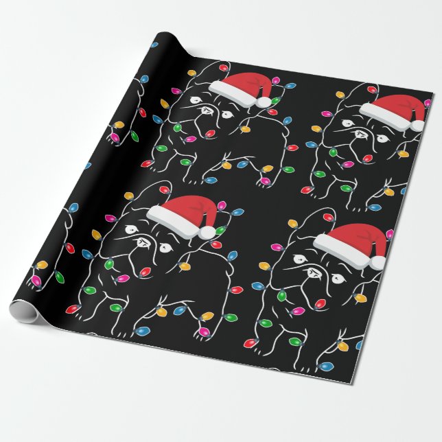 Papel De Presente Cachorro Bonito Com Luz De Natal (Desenrolado)