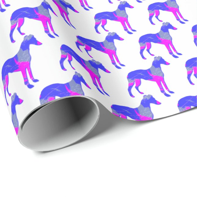 Papel De Presente Cachorro branco italiano de galgos Silhout P&B bra (Ponta do rolo)