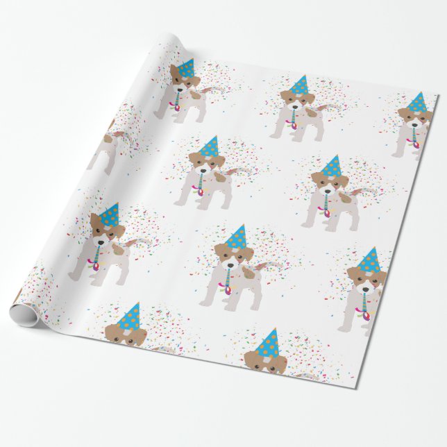 Papel De Presente Cachorro - Cachorro de animais tendo festa (Desenrolado)