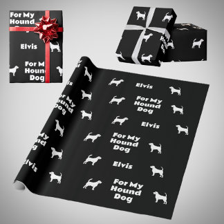 Papel De Presente Cachorro-Cão Silhuettes Preto e Branco