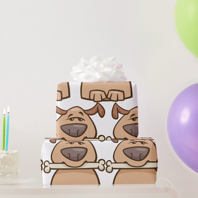 Papel De Presente Cachorro Castanho Com Papel De Enrolamento Ósseo (Criador carregado)