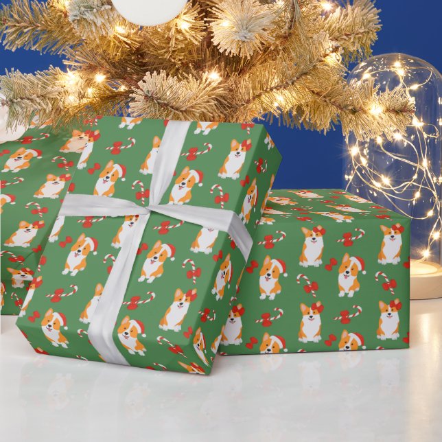 Papel De Presente Cachorro Corgi de Natal Doce Pet Cane Xmas (Feriados)